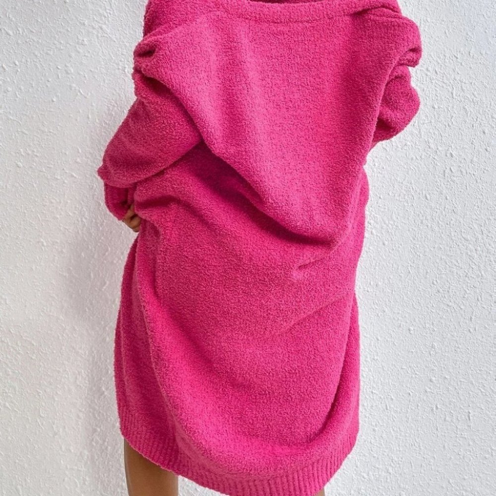 soft mini sweater dress and cardigan set pink - Picture 3 of 7